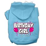 Birthday Girl Screen Print Pet Hoodies Baby Blue Size Lg