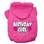 Birthday Girl Screen Print Pet Hoodies Bright Pink Size Lg
