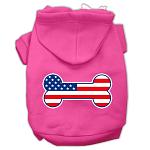 Bone Shaped American Flag Screen Print Pet Hoodies Bright Pink Size L