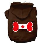 Bone Shaped Canadian Flag Screen Print Pet Hoodies Brown Size Lg