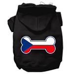 Bone Shaped Czech Republic Flag Screen Print Pet Hoodies Black L