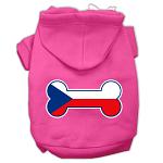 Bone Shaped Czech Republic Flag Screen Print Pet Hoodies Bright Pink Size L