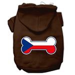 Bone Shaped Czech Republic Flag Screen Print Pet Hoodies Brown Size L