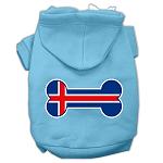 Bone Shaped Iceland Flag Screen Print Pet Hoodies Baby Blue L