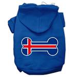 Bone Shaped Iceland Flag Screen Print Pet Hoodies Blue L