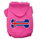 Bone Shaped Iceland Flag Screen Print Pet Hoodies Bright Pink Size L