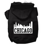 Chicago Skyline Screen Print Pet Hoodies Black Size Lg