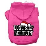 Don't Stop Believin' Screenprint Pet Hoodies Bright Pink Size L