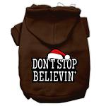 Don't Stop Believin' Screenprint Pet Hoodies Brown Size L