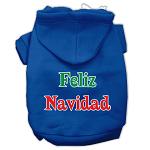 Feliz Navidad Screen Print Pet Hoodies Blue L