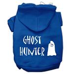 Ghost Hunter Screen Print Pet Hoodies Blue with Cream Lettering Lg