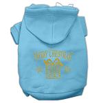 Golden Christmas Present Pet Hoodies Baby Blue Size Lg