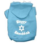 Happy Hanukkah Screen Print Pet Hoodies Baby Blue Size Lg