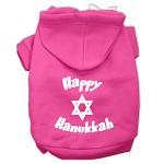 Happy Hanukkah Screen Print Pet Hoodies Bright Pink Size Lg