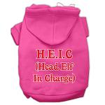 Head Elf In Charge Screen Print Pet Hoodies Bright Pink Size Lg