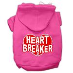 Heart Breaker Screen Print Pet Hoodies Bright Pink Size Lg