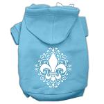 Henna Fleur De Lis Screen Print Pet Hoodies Baby Blue Size Lg