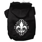 Henna Fleur De Lis Screen Print Pet Hoodies Black Size Lg