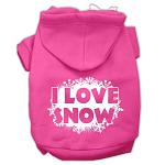 I Love Snow Screenprint Pet Hoodies Bright Pink Size L