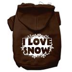 I Love Snow Screenprint Pet Hoodies Brown Size Lg