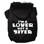 I'm a Lover not a Biter Screen Printed Dog Pet Hoodies Black Size Lg