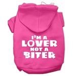 I'm a Lover not a Biter Screen Printed Dog Pet Hoodies Bright Pink Size Lg