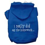 I really did eat the Homework Screen Print Pet Hoodies Blue Size L