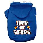 Lick Or Treat Screen Print Pet Hoodies Blue Size Lg