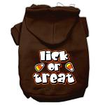 Lick Or Treat Screen Print Pet Hoodies Brown Size Lg