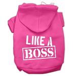 Like a Boss Screen Print Pet Hoodies Bright Pink Size Lg