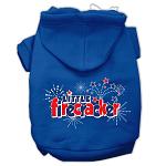 Little Firecracker Screen Print Pet Hoodies Blue Size Lg