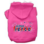 Little Firecracker Screen Print Pet Hoodies Bright Pink Size L