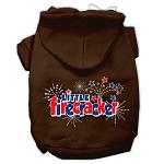 Little Firecracker Screen Print Pet Hoodies Brown Size Lg