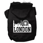 London Skyline Screen Print Pet Hoodies Black Size Lg