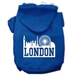 London Skyline Screen Print Pet Hoodies Blue Size Lg