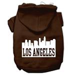 Los Angeles Skyline Screen Print Pet Hoodies Brown Size Lg