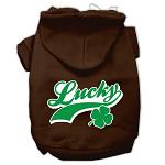 Lucky Swoosh Screen Print Pet Hoodies Brown Size Lg