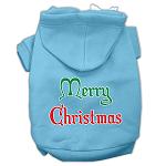 Merry Christmas Screen Print Pet Hoodies Baby Blue Size Lg