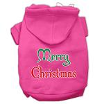 Merry Christmas Screen Print Pet Hoodies Bright Pink Size Lg