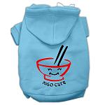 Miso Cute Screen Print Pet Hoodies Baby Blue Size Lg