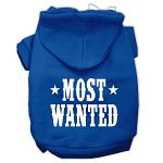 Most Wanted Screen Print Pet Hoodies Blue Size Lg