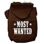 Most Wanted Screen Print Pet Hoodies Brown Size Lg