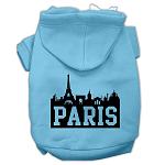 Paris Skyline Screen Print Pet Hoodies Baby Blue Size Lg