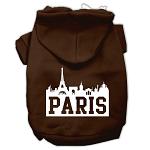 Paris Skyline Screen Print Pet Hoodies Brown Size Lg