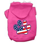 Patriotic Paw Screen Print Pet Hoodies Bright Pink Size L