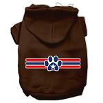 Patriotic Star Paw Screen Print Pet Hoodies Brown Size Lg