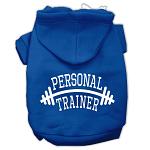 Personal Trainer Screen Print Pet Hoodies Blue Size Lg