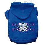 Pink Snowflake Swirls Screenprint Pet Hoodies Blue Size XL