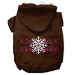 Pink Snowflake Swirls Screenprint Pet Hoodies Brown Size XL