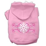 Pink Snowflake Swirls Screenprint Pet Hoodies Light Pink Size XL